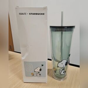 Peanuts Snoopy/Woodstock Doubled-wall Tumbler with Straw NEW